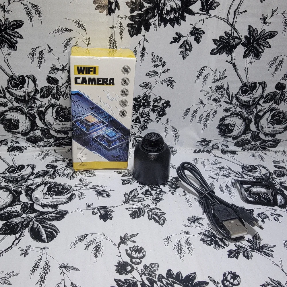Black WiFi Camera with USB Cable